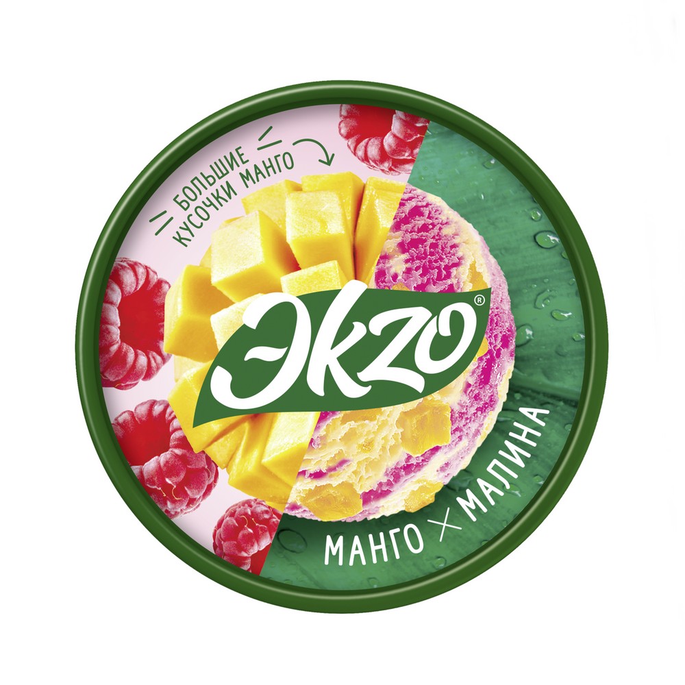Ekzo мороженое молочное ведро Манго-Малина с кусочками манго 520 гр