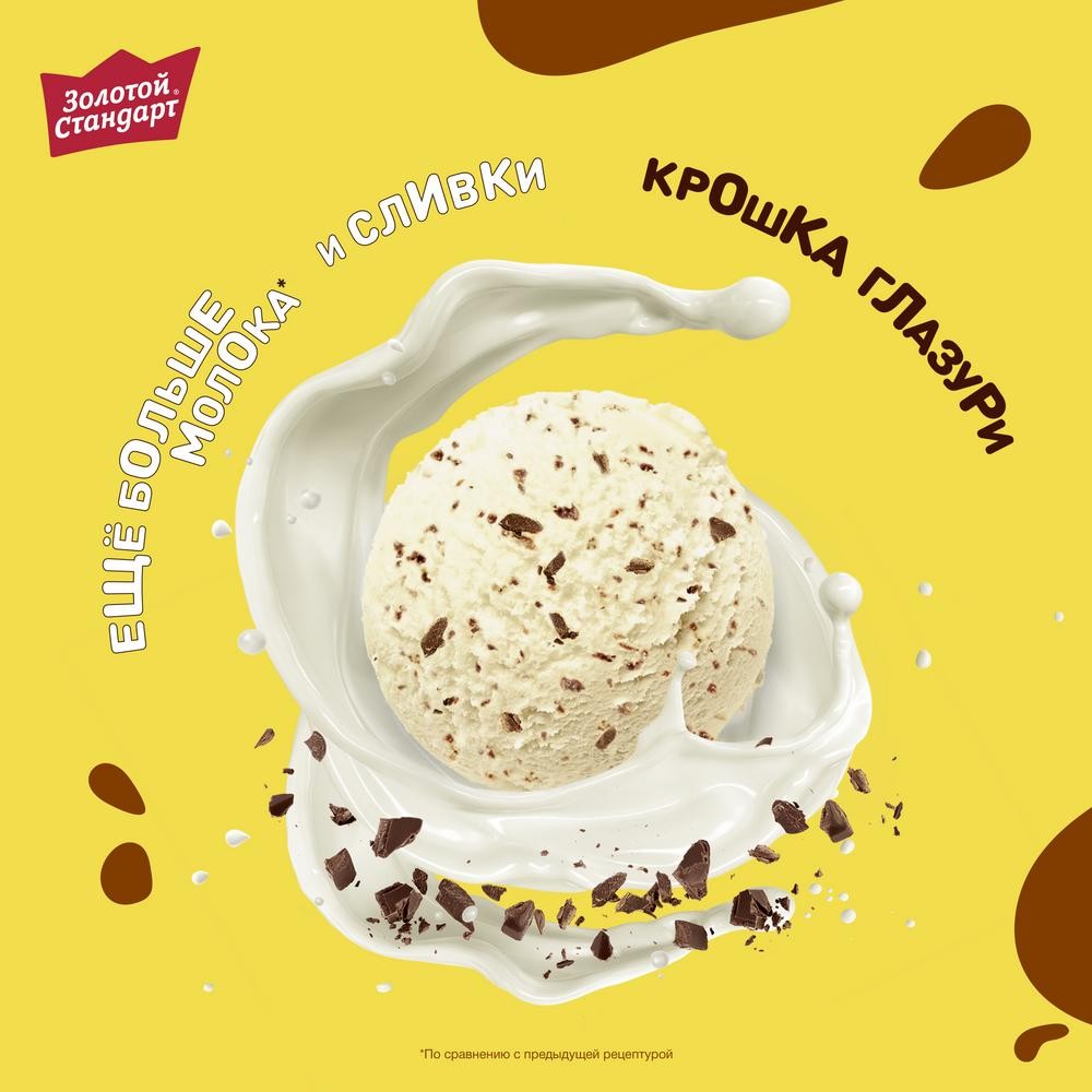 Золотой Стандарт мороженое пломбир Классический с шоколадной крошкой, весовое 400 гр