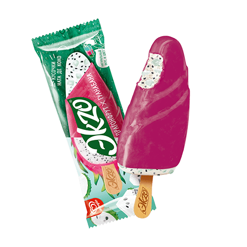 Ekzo мороженое эскимо в фруктовой глазури Драгонфрут с кусочками Ната де Коко 70 гр