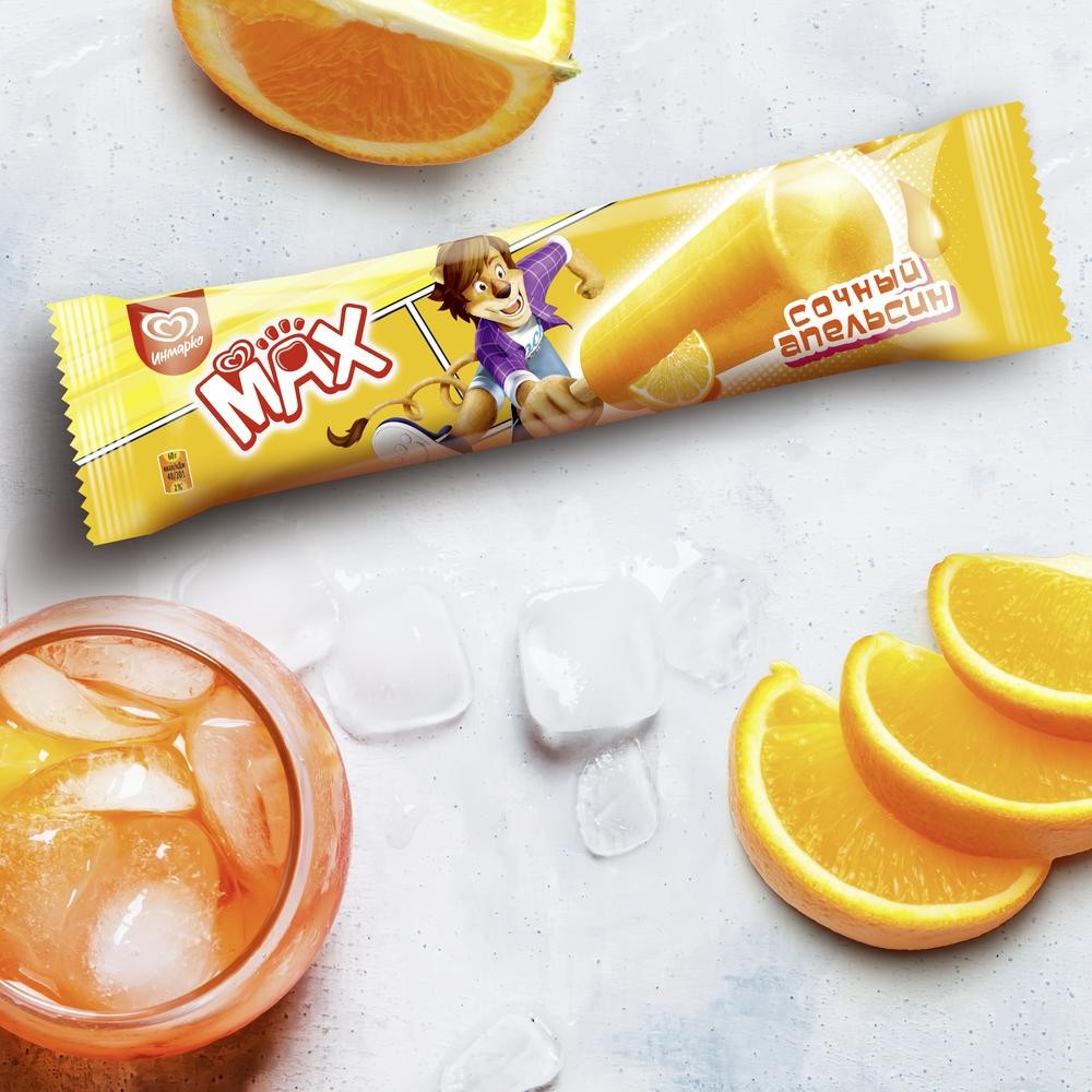 MAX эскимо замороженный лед с фруктовым соком Сочный апельсин 60 гр
