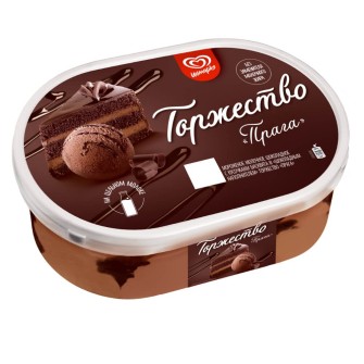 Торжество мороженое молочное шоколадное c кусочками бисквита в контейнере